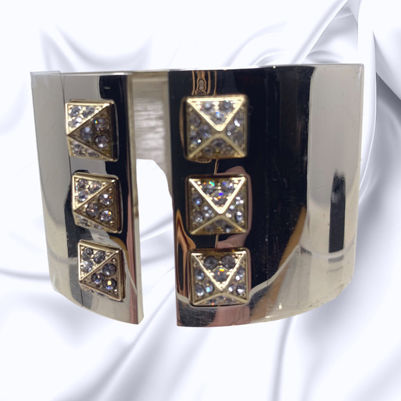New Victoria's Secret Scandalous Cuff Bracelet Bangle Studs Silver Tone Gift Box - Picture 2 of 9